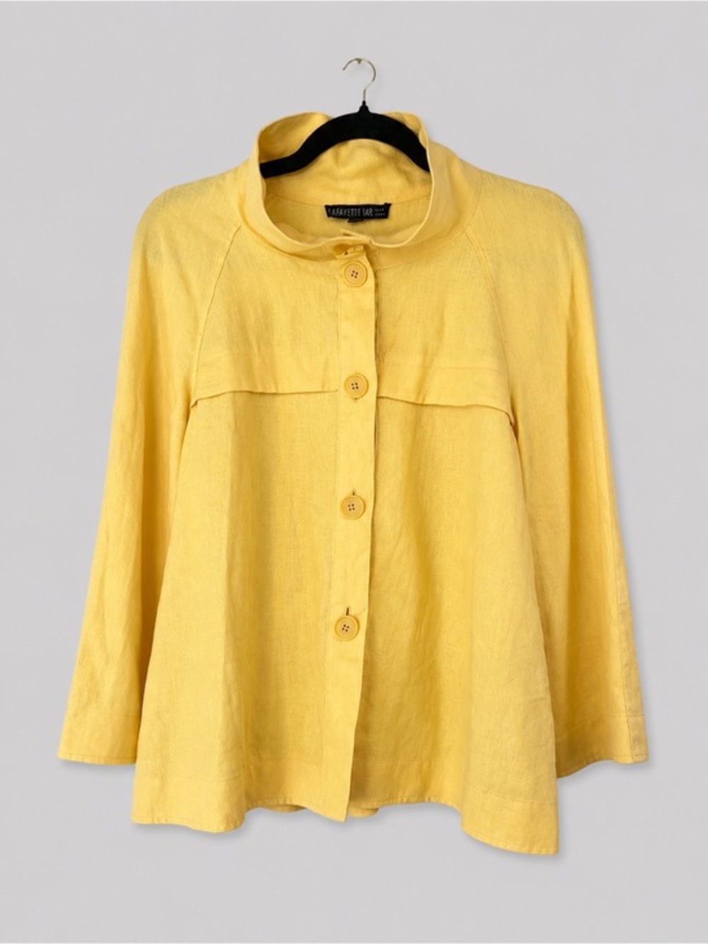 Lafayette 148 New York Yellow Linen Jacket Lightweight Button Front Swing coat